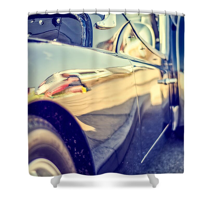 Road Shower Curtain featuring the photograph Triumph TR3 by Spikey Mouse Photography