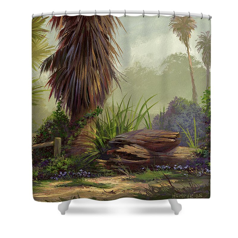 Landscape Shower Curtain featuring the painting Tropical Blend by Michael Humphries