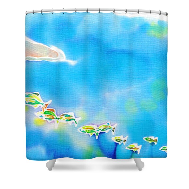 Okinawa Shower Curtain featuring the painting Tropical fishes by Hisayo OHTA