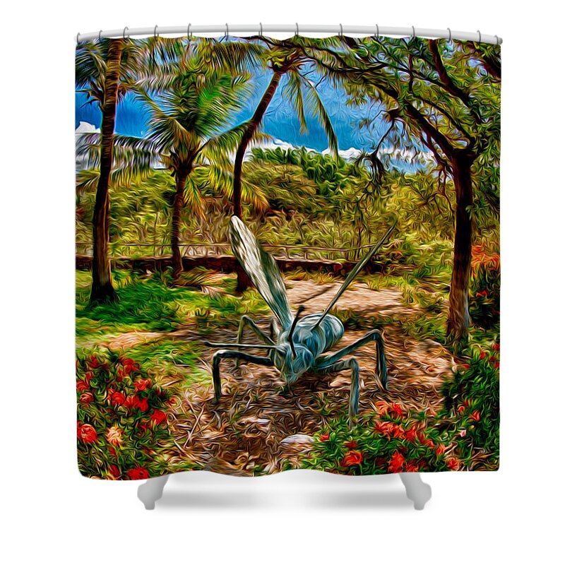 Tropical Garden Shower Curtain featuring the painting Tropical Garden by Omaste Witkowski