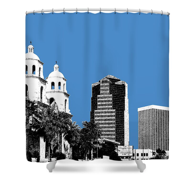 Architecture Shower Curtain featuring the digital art Tucson Skyline 2 - Slate by DB Artist