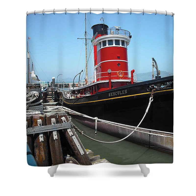 Seagull Shower Curtain featuring the photograph Tug Boat by Carlos Diaz