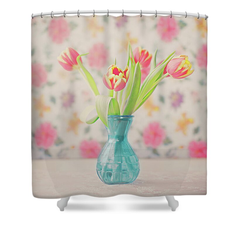 Vase Shower Curtain featuring the photograph Tulips by Julia Davila-lampe