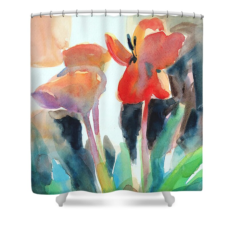 Painting Shower Curtain featuring the painting Tulips Together by Kathy Braud