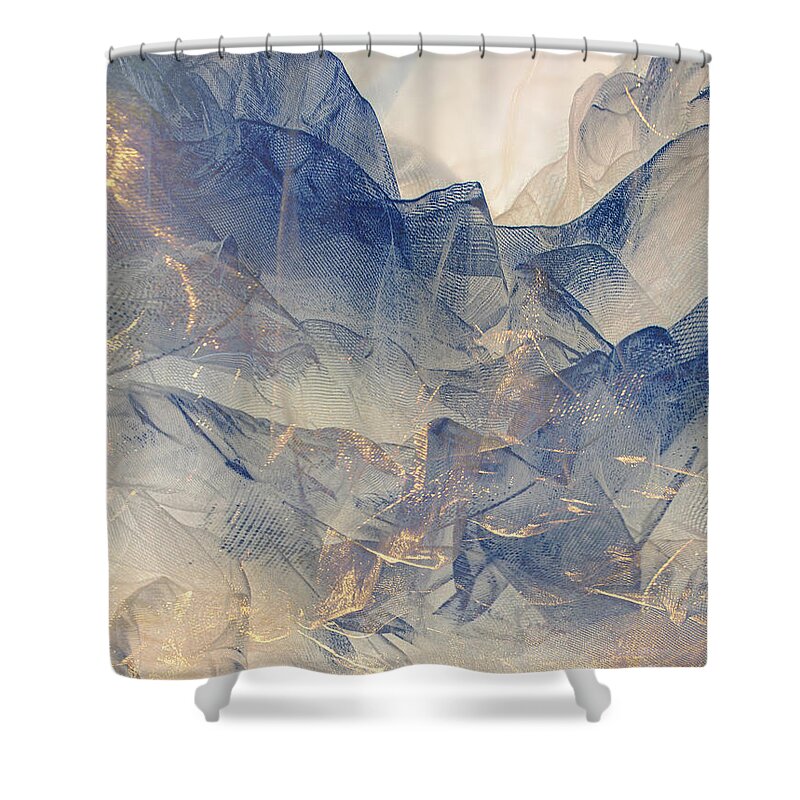Abstract Shower Curtain featuring the digital art Tulle Mountains by Klara Acel