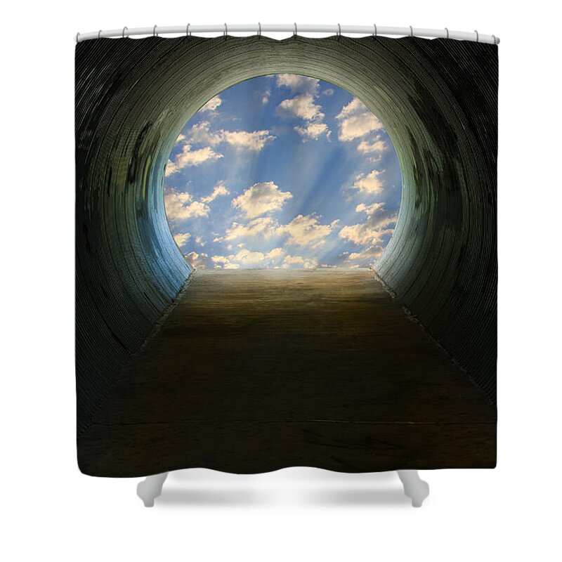 Light At The End Of The Tunnel Shower Curtain featuring the photograph Tunnel with Light by Melinda Fawver