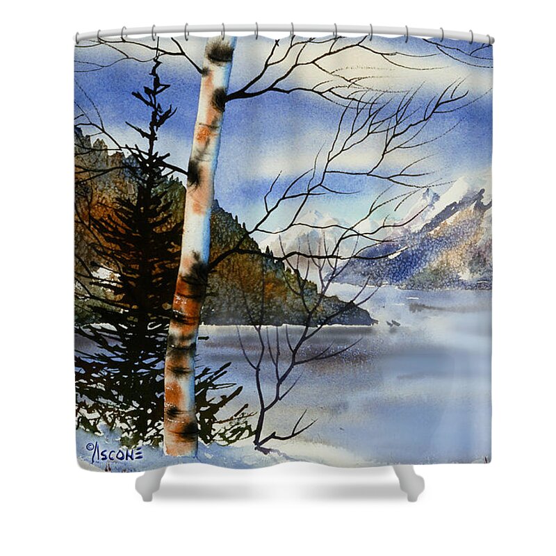 Turnagain View Shower Curtain featuring the painting Turnagain View by Teresa Ascone