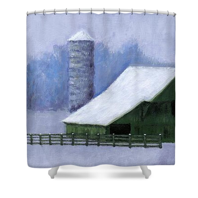 Barn Shower Curtain featuring the painting Turner Barn in Brentwood by Janet King