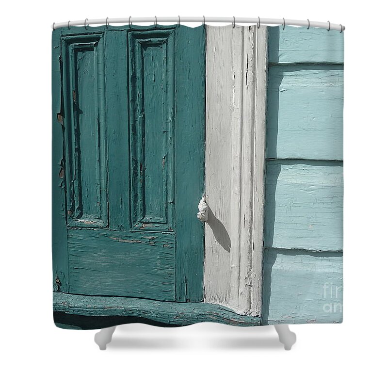 Turquoise Shower Curtain featuring the photograph Turquoise Door by Valerie Reeves