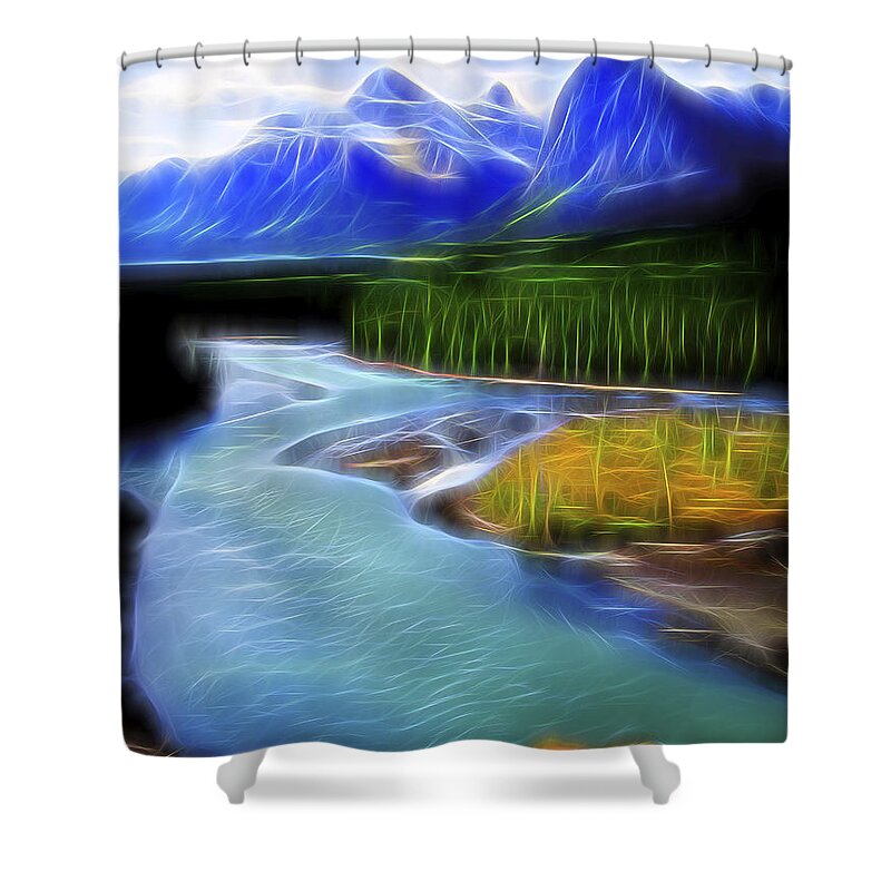 Turquoise Blues Shower Curtain featuring the digital art Turquoise Light 1 by William Horden