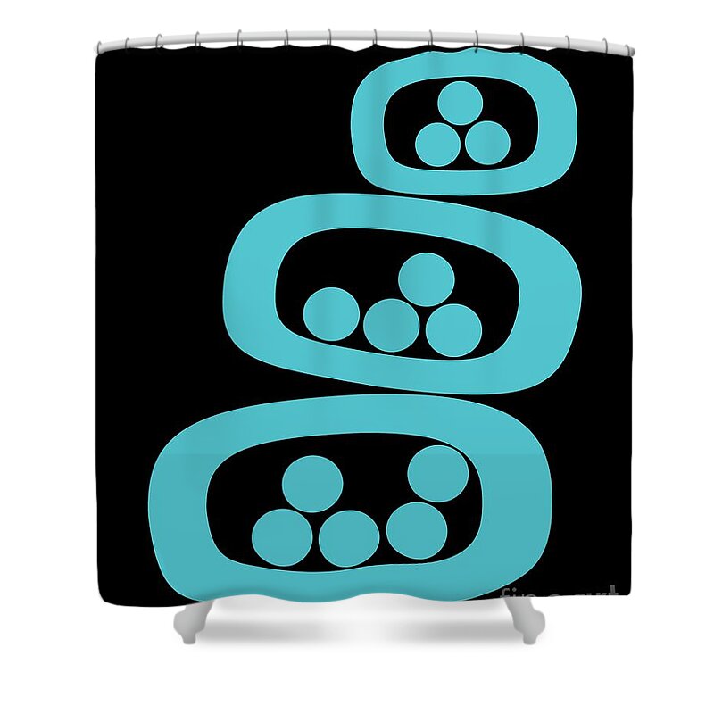 Abstract Shower Curtain featuring the digital art Turquoise Pods by Donna Mibus