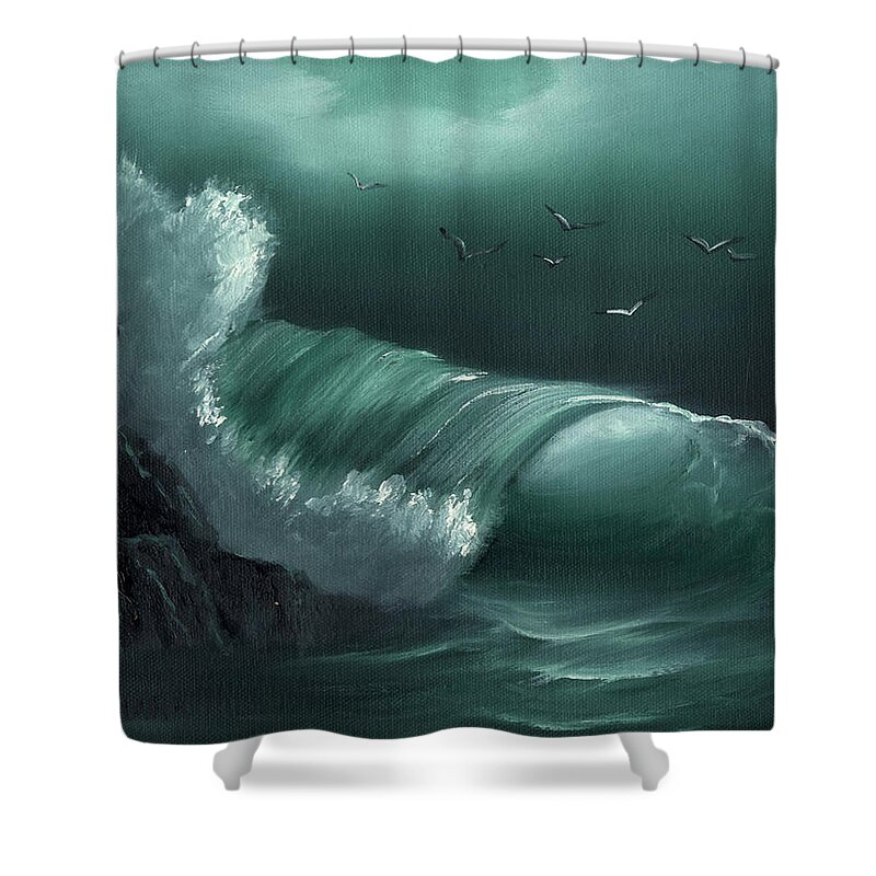 Seascape Shower Curtain featuring the painting Turquoise Wave by Kathie Camara
