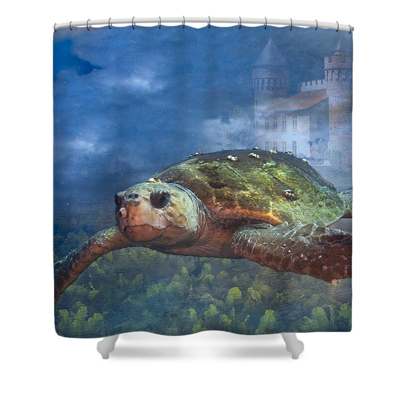 Clouds Shower Curtain featuring the photograph Turtle in Atlantis by Sandra Edwards