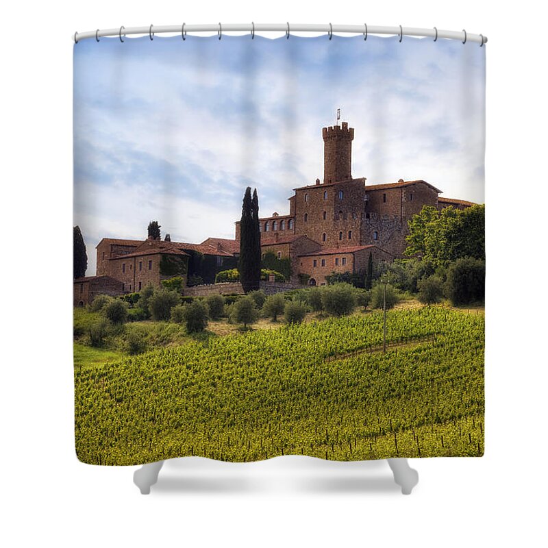 Castello Di Poggio Alle Mura Shower Curtain featuring the photograph Tuscany- Castello di Poggio alla Mura by Joana Kruse