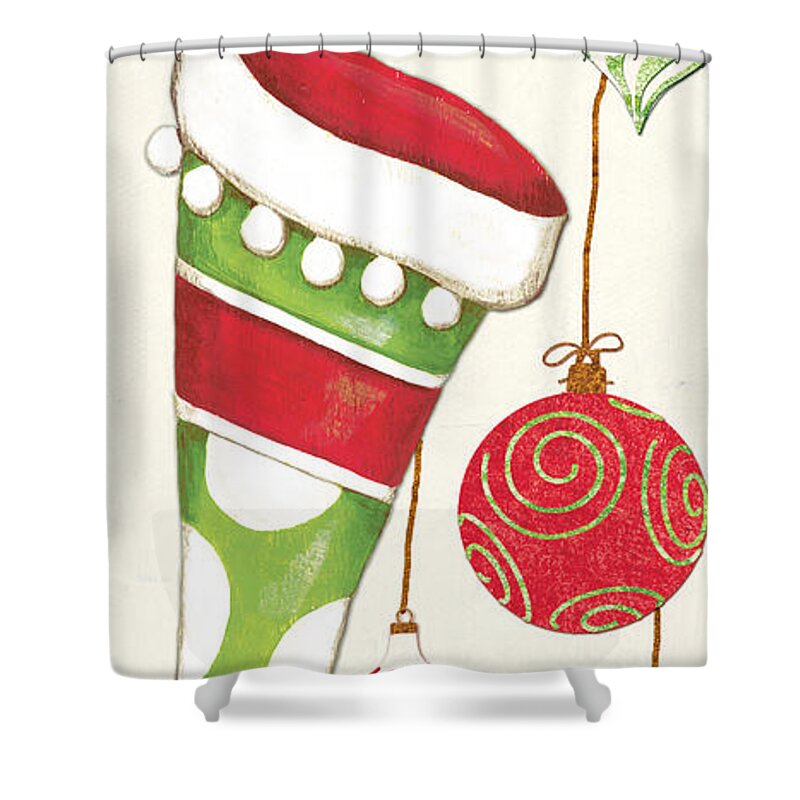 Christmas Shower Curtain featuring the painting Twas the Night... by Debbie DeWitt