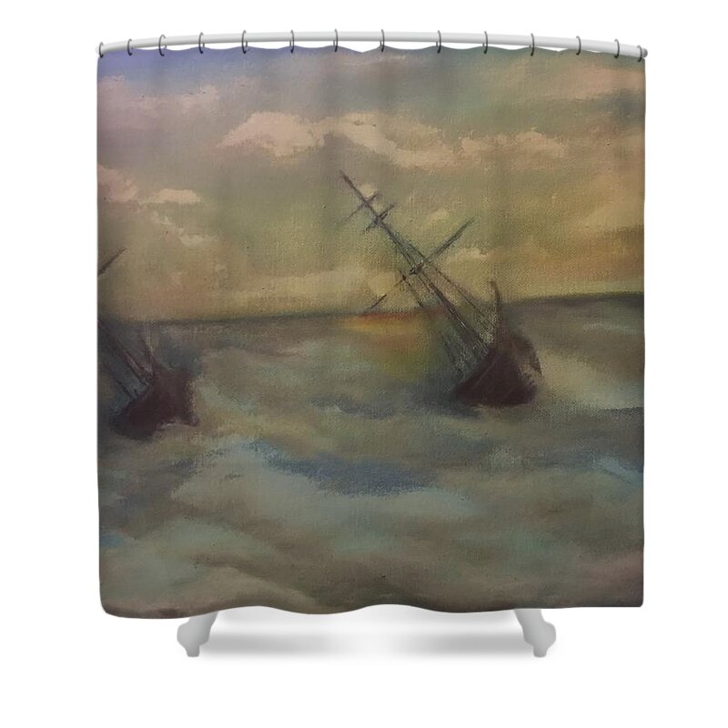 Art Shower Curtain featuring the painting Twins by Ryszard Ludynia