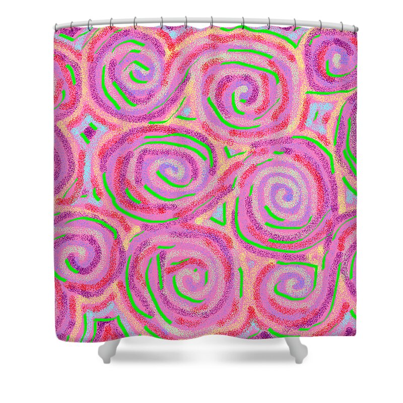 Twirlies Shower Curtain featuring the digital art Candy Pop by Ingrid Van Amsterdam