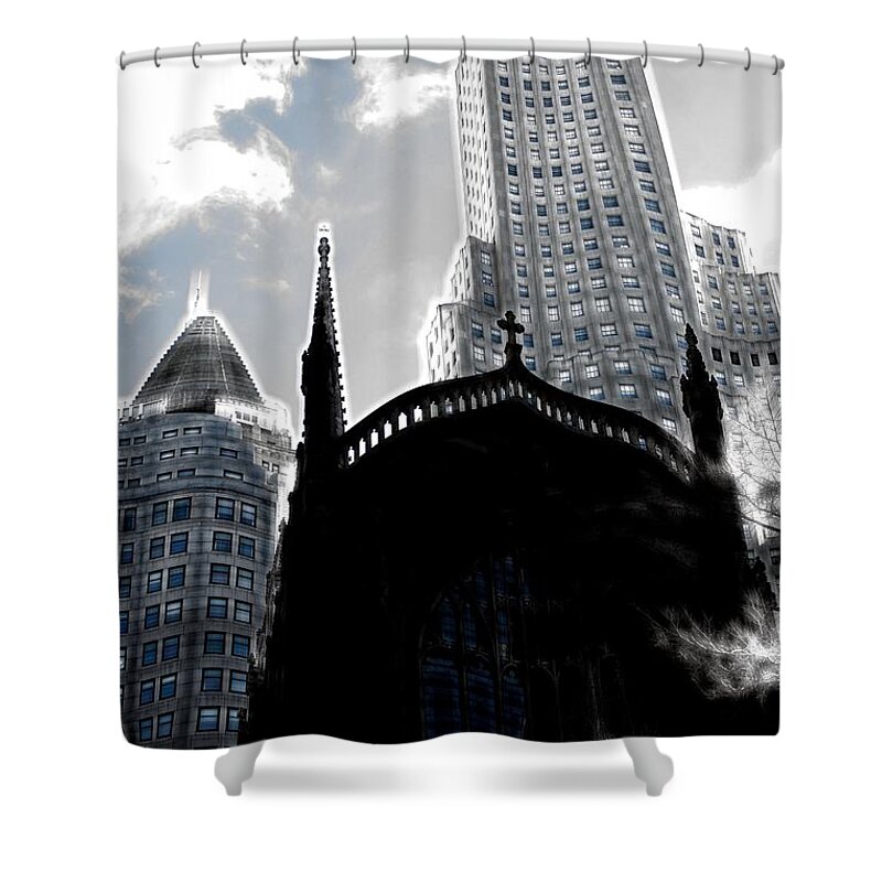 Mark J Dunn Shower Curtain featuring the photograph Twisted City by Mark J Dunn