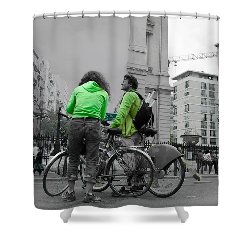 Marseille Shower Curtain featuring the photograph Two americans visiting France by Dany Lison
