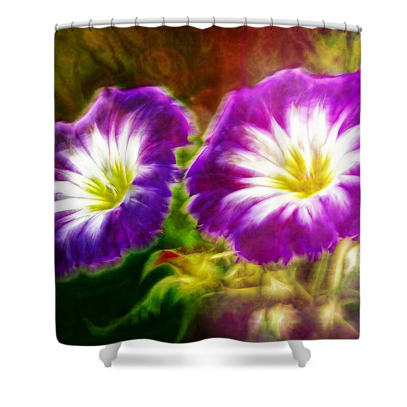 Flowers Shower Curtain featuring the digital art Two eyes of Heaven by Lilia S
