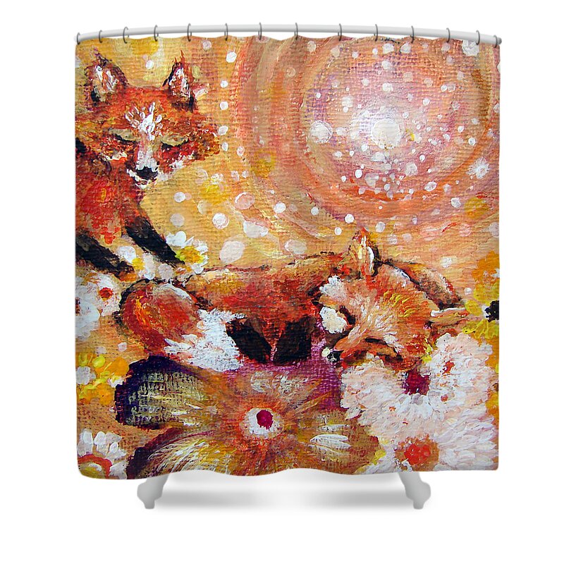 Fox Shower Curtain featuring the painting Two Foxes You Have A Friend In Me by Ashleigh Dyan Bayer
