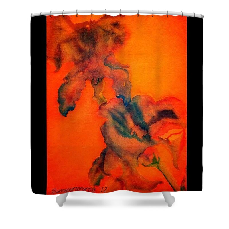 Iris Shower Curtain featuring the photograph Two Irises in Orange by Anna Porter