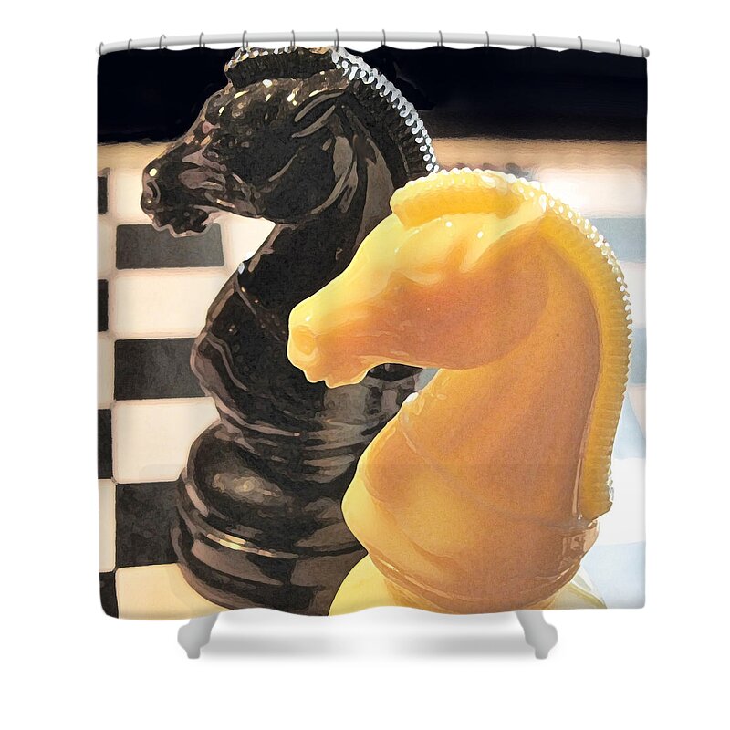 Chess Shower Curtain featuring the photograph Two Knights by Ian MacDonald