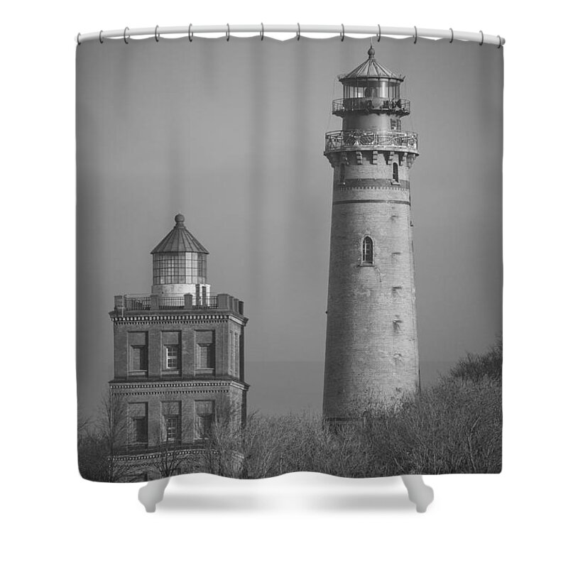 Island Of Ruegen Shower Curtain featuring the photograph Two Lighthouses by Ralf Kaiser