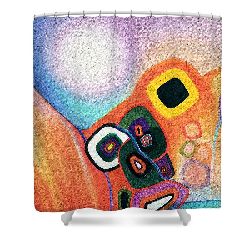 Judith Chantler. Shower Curtain featuring the painting Two Worlds Mandala by Judith Chantler