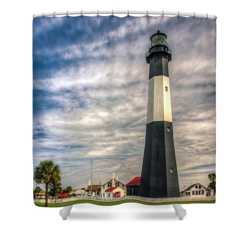 America Shower Curtain featuring the photograph Tybee Island Lighthouse by Traveler's Pics
