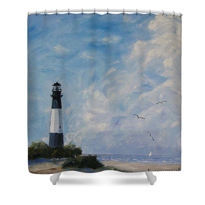 Savannah Shower Curtain featuring the painting Tybee Light by Stanton Allaben