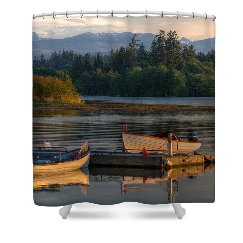 Tyee Shower Curtain featuring the photograph Sunset Tyee Boats by Kathy Paynter