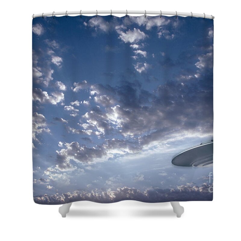 Unidentified Flying Object Shower Curtain featuring the photograph Ufo In The Sky by Mike Agliolo