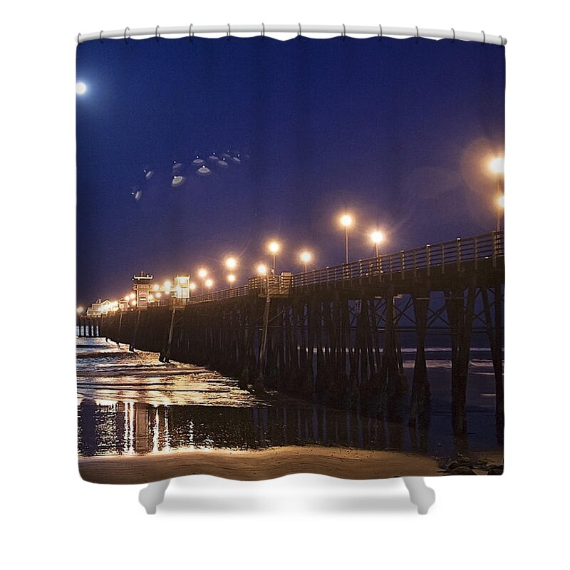 Oceanside Shower Curtain featuring the photograph UFO's Over Oceanside Pier by Ann Patterson