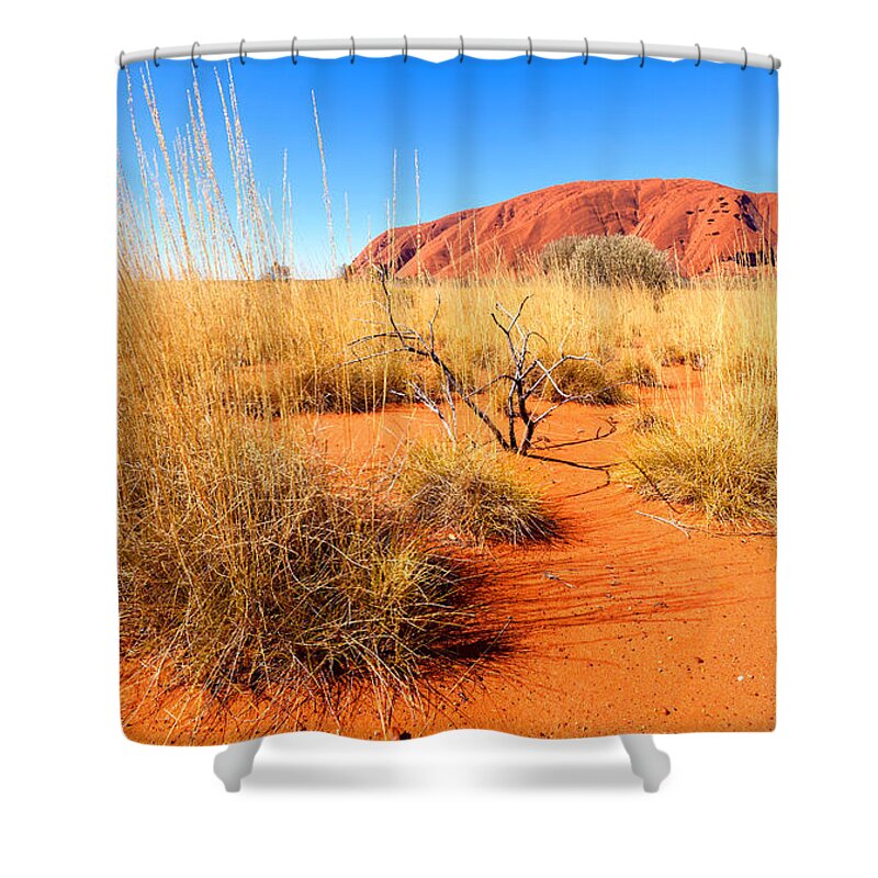 Uluru Ayers Rock Outback Australia Australian Landscape Central Northern Territory Shower Curtain featuring the photograph Central Australia #3 by Bill Robinson