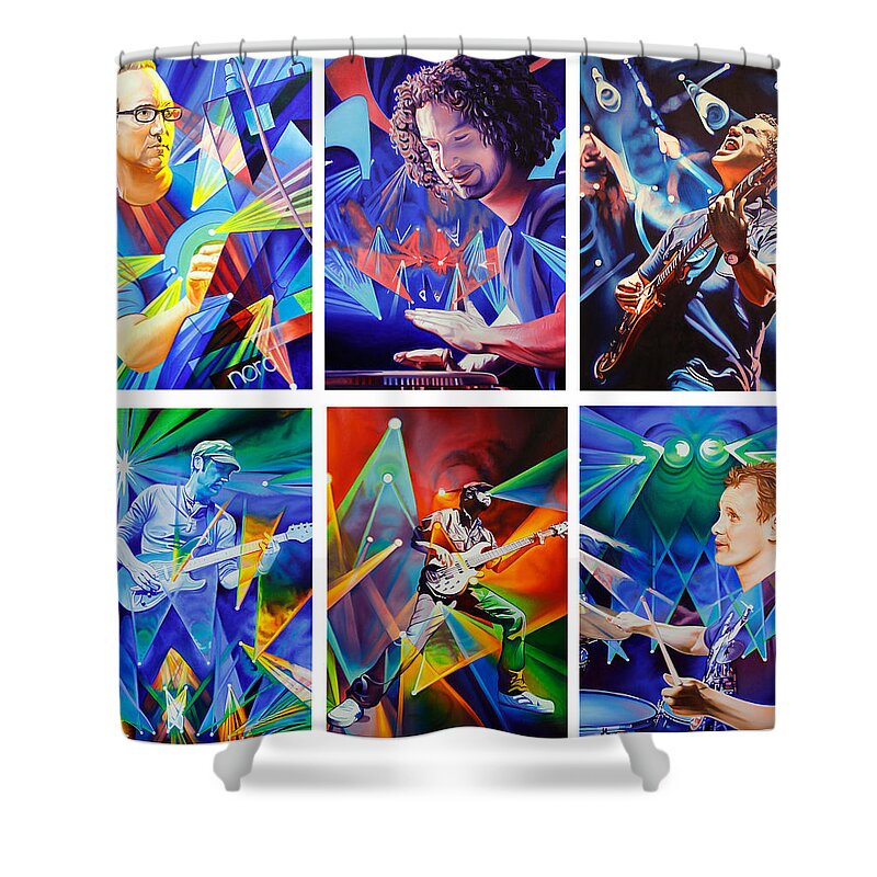 Umphrey's Mcgee Shower Curtain featuring the painting Umphrey's McGee by Joshua Morton