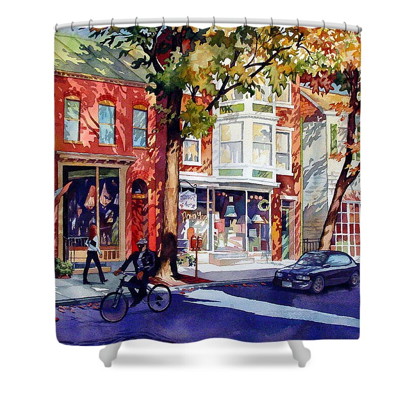 Landscape Shower Curtain featuring the painting Under Construction by Mick Williams