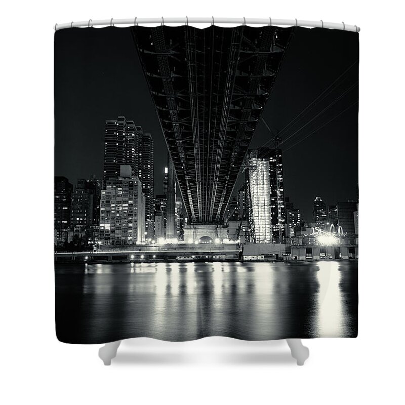 Nyc Shower Curtain featuring the photograph Under the Bridge - New York City Skyline and 59th Street Bridge by Vivienne Gucwa