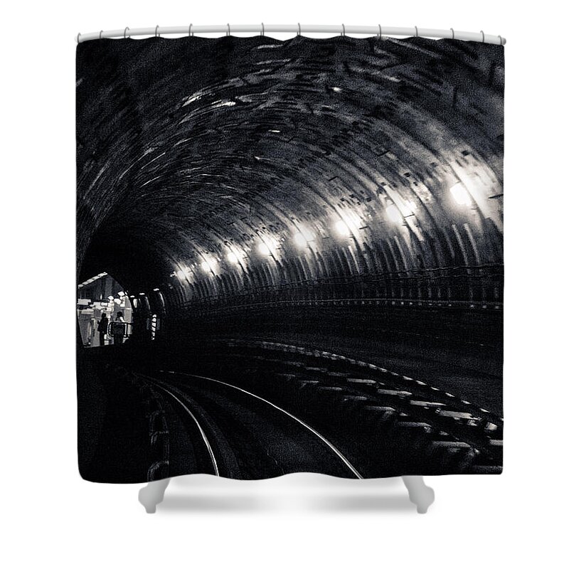 Ansel Adams Shower Curtain featuring the photograph Under the Thames by Lenny Carter