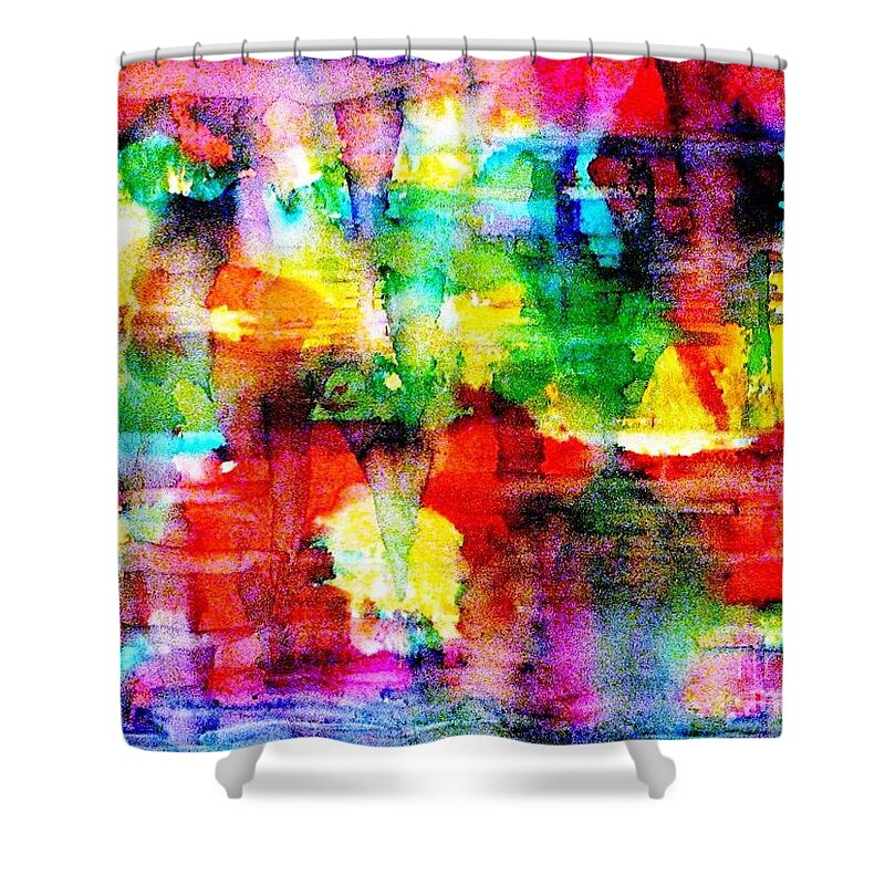 Rainbow Colors Shower Curtain featuring the painting Under Water World by Hazel Holland