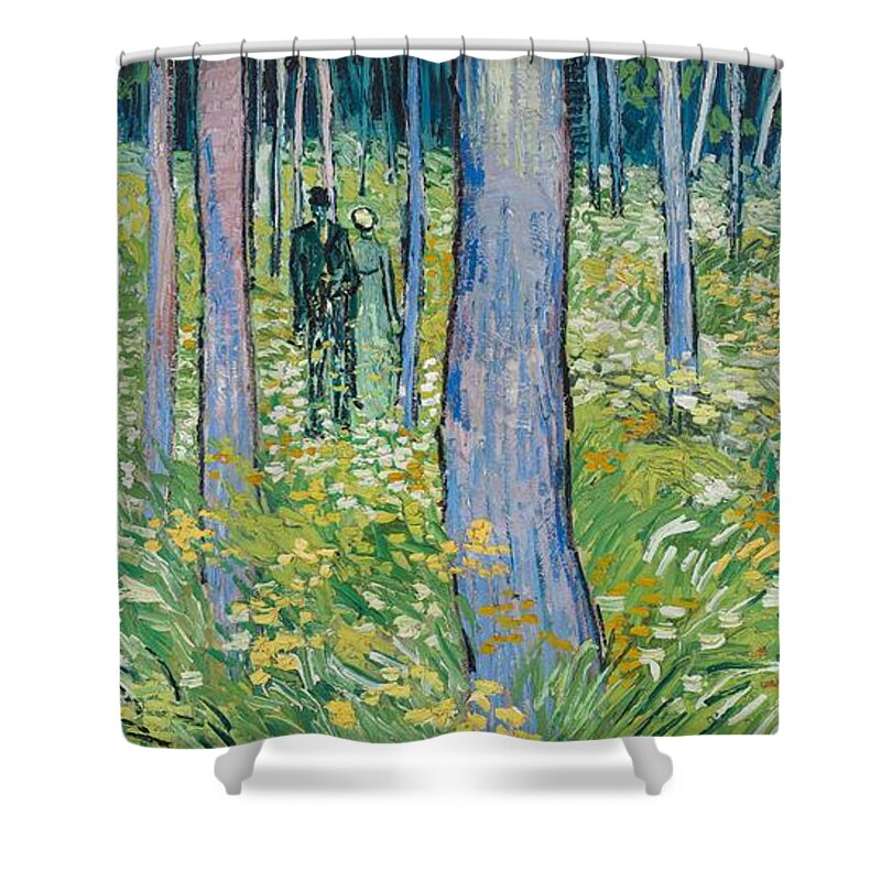 Van Gogh Shower Curtain featuring the painting Undergrowth With Two Figures, 1890 by Vincent van Gogh