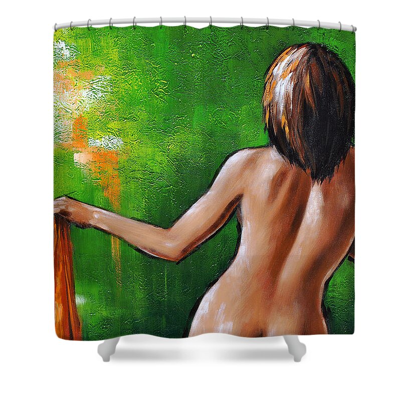 Nude Shower Curtain featuring the painting Undressed by Glenn Pollard