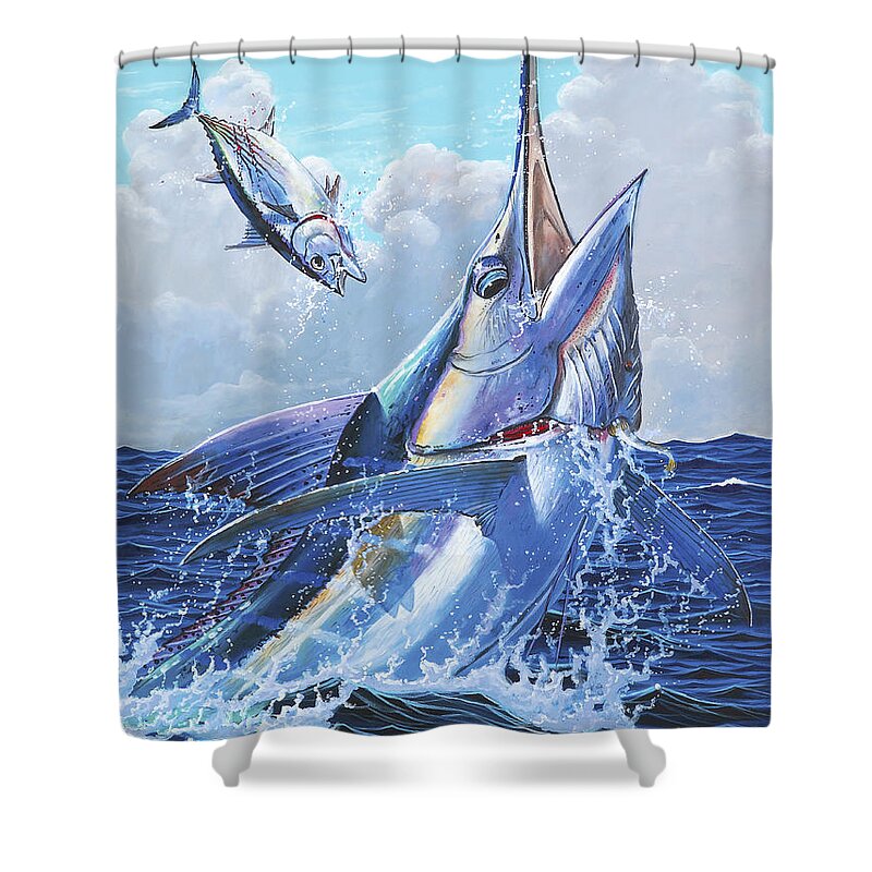 Marlin Shower Curtain featuring the painting Unexpected Off0093 by Carey Chen