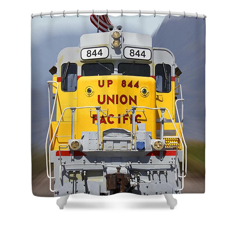 Transportation Shower Curtain featuring the photograph Union Pacific 844 on the Move by Mike McGlothlen