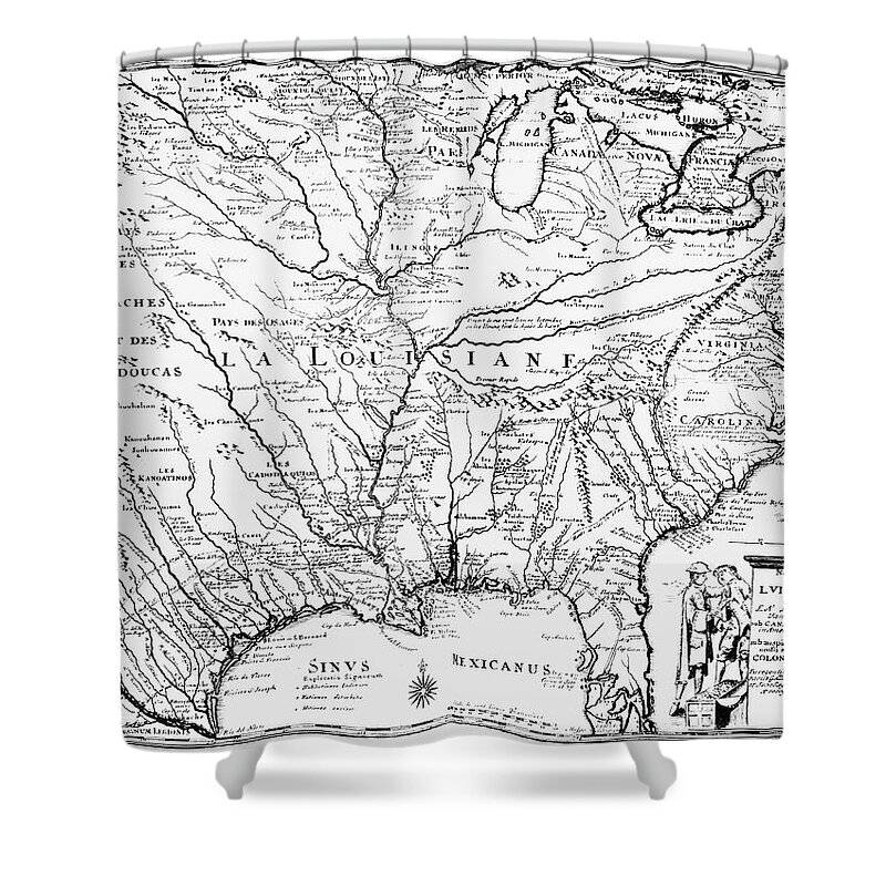1734 Shower Curtain featuring the painting United States Map, 1734 by Granger