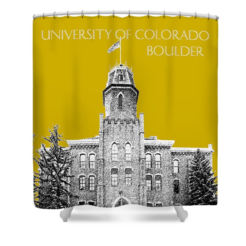 University Shower Curtain featuring the digital art University of Colorado Boulder - Gold by DB Artist