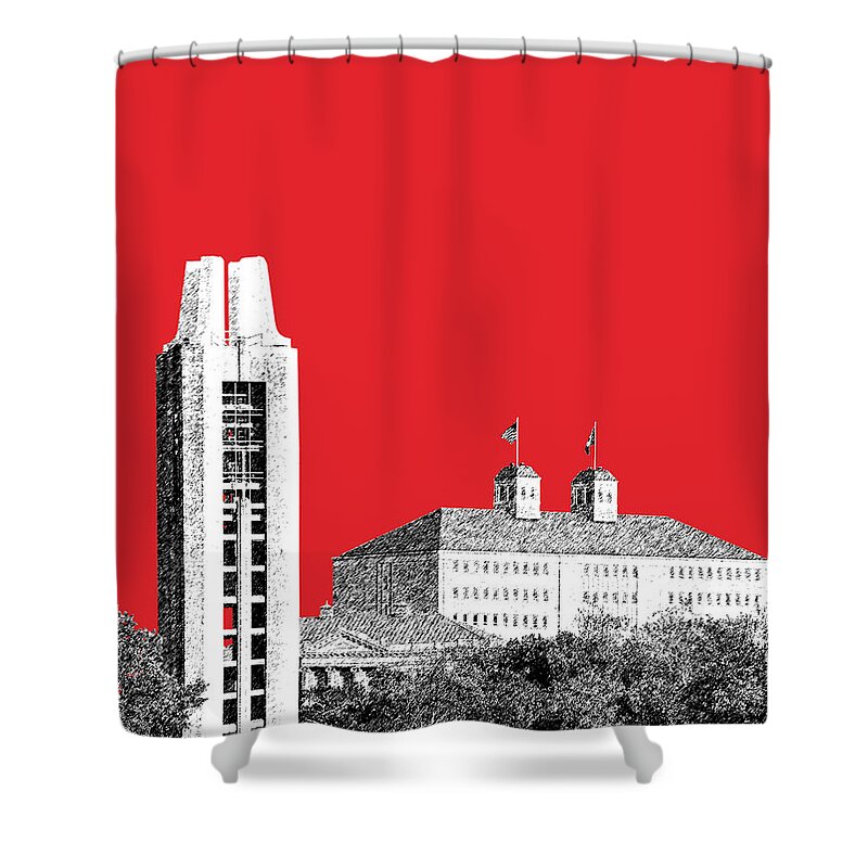 University Shower Curtain featuring the digital art University of Kansas - Red by DB Artist