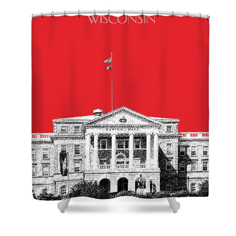 University Shower Curtain featuring the digital art University of Wisconsin - Red by DB Artist