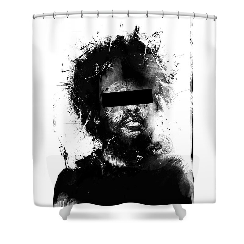 Man Shower Curtain featuring the mixed media Untitled by Balazs Solti