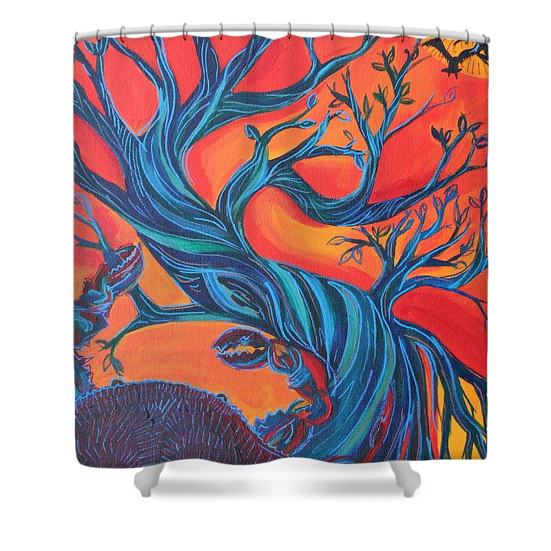 Crab Shower Curtain featuring the painting Untitled by Kate Fortin